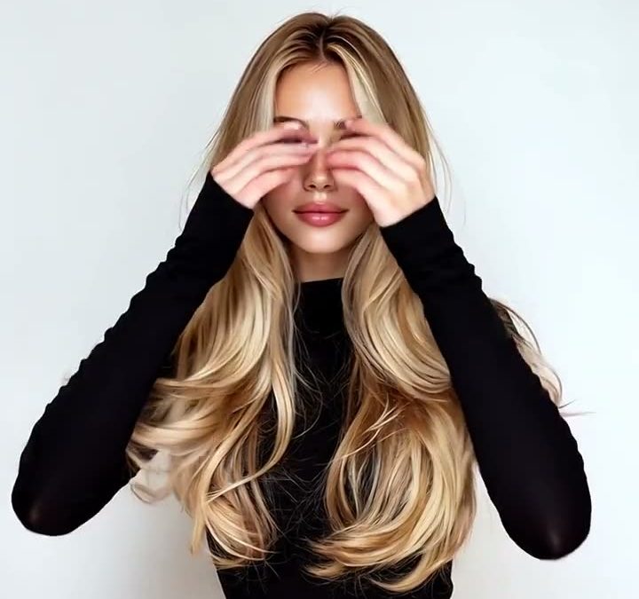 Long, full blonde hair extensions